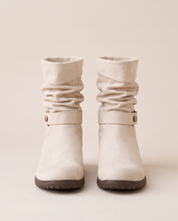 Slouchy Ankle Boots with Memory Foam Footbed — Alabaster Beige