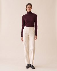 Marylebone Slim-Fit Brushed Knit Turtleneck Sweater — Burgundy