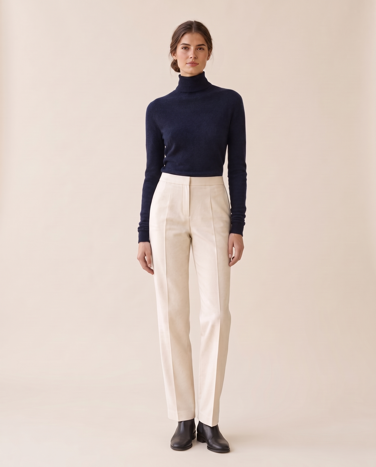 Marylebone Slim-Fit Brushed Knit Turtleneck Sweater — Navy Blue