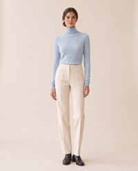 Marylebone Slim-Fit Brushed Knit Turtleneck Sweater — Sky Blue