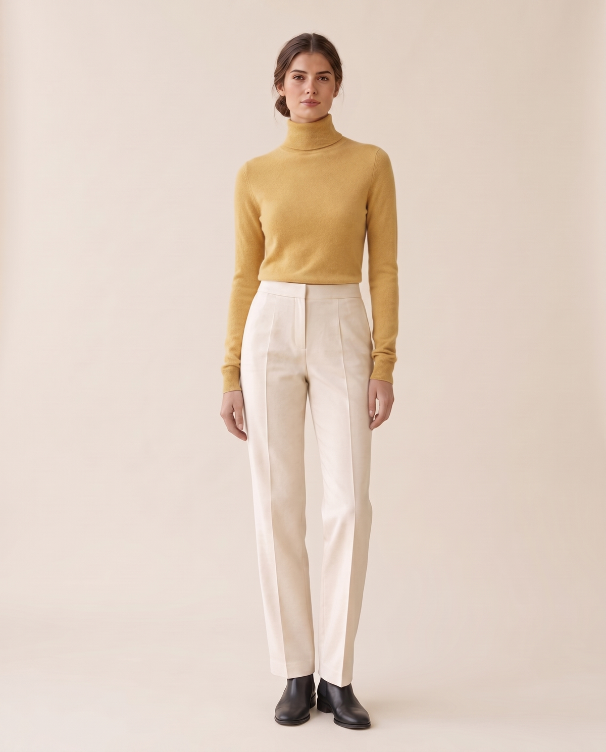 Marylebone Slim-Fit Brushed Knit Turtleneck Sweater — Yellow