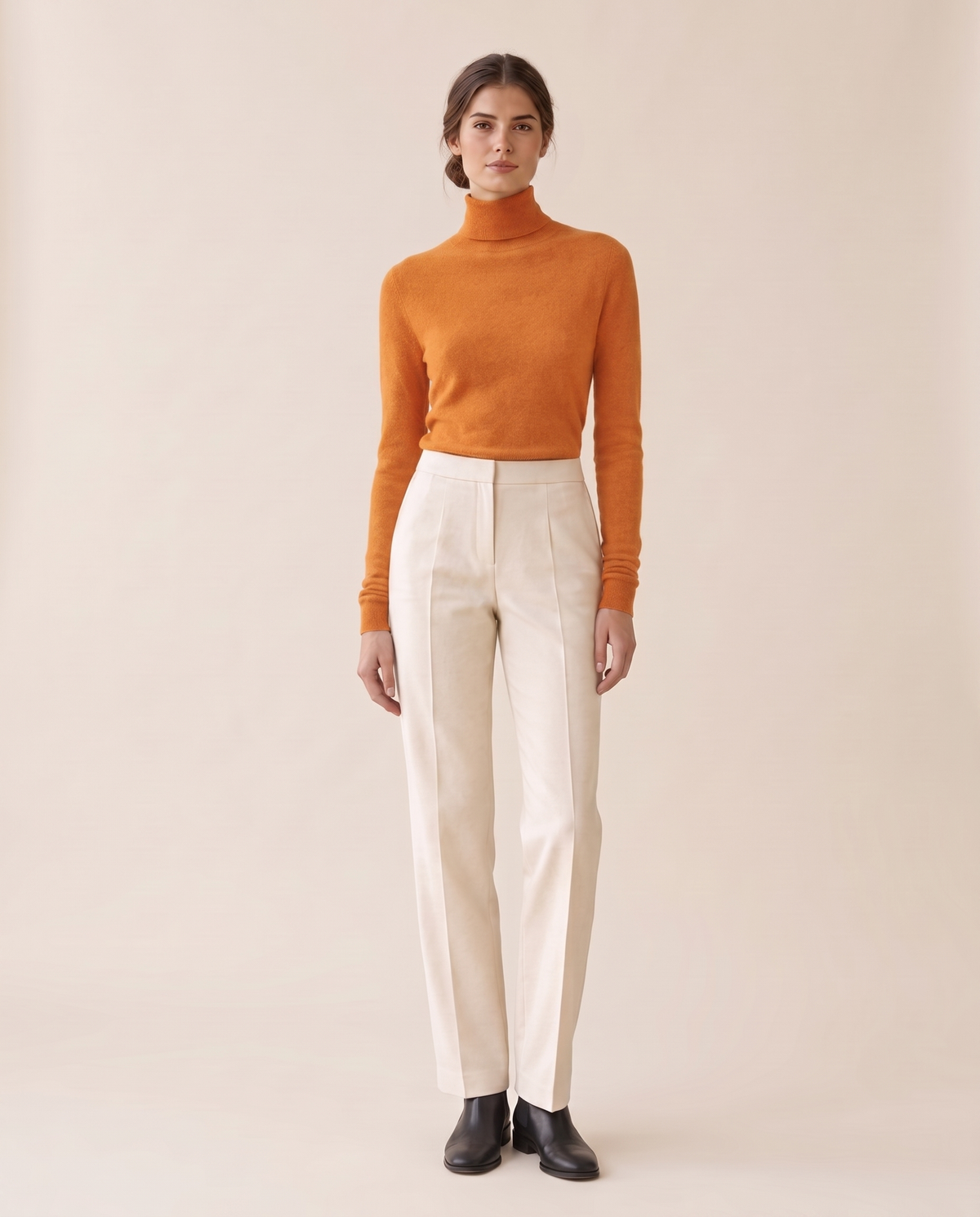 Marylebone Slim-Fit Brushed Knit Turtleneck Sweater — Orange