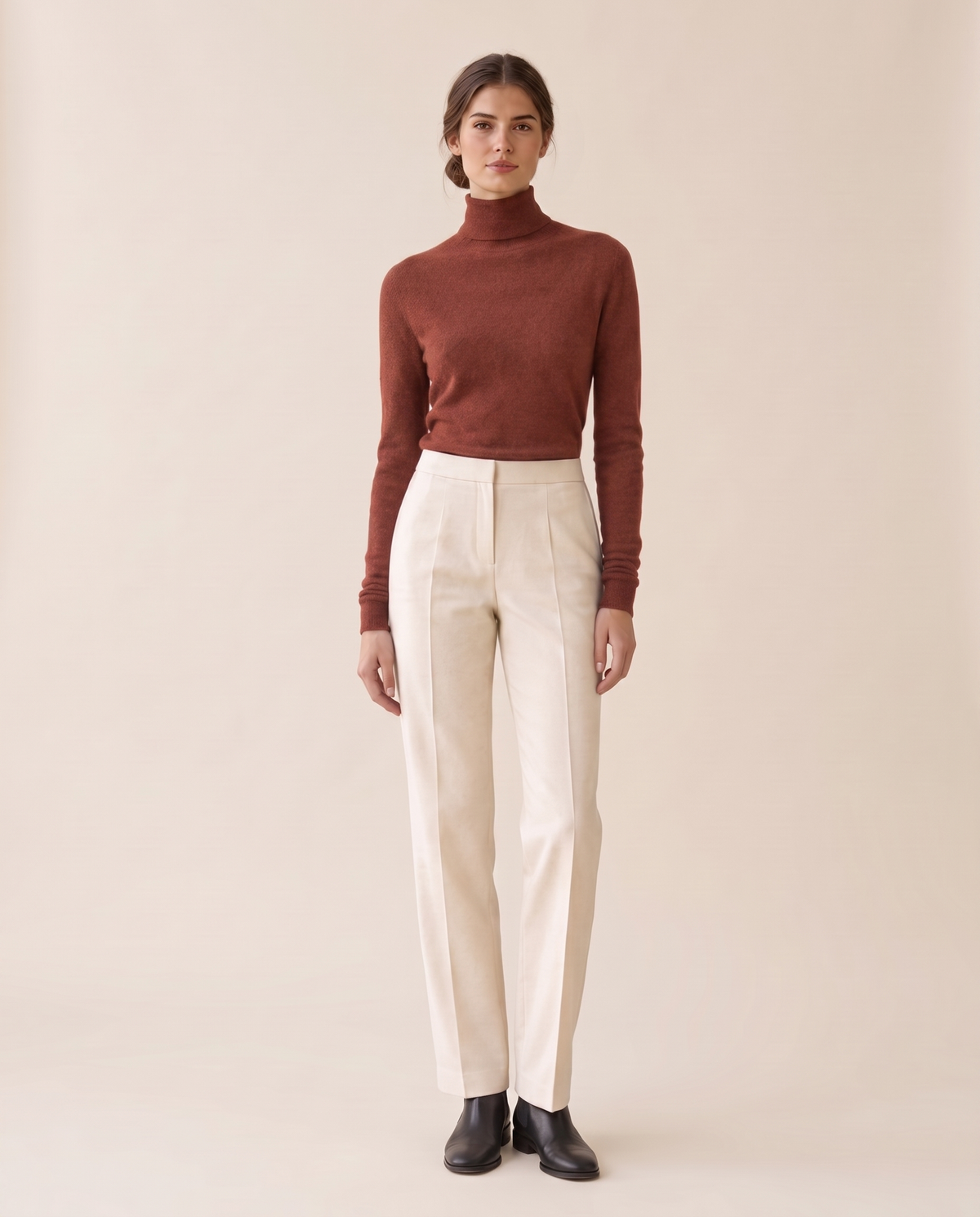Marylebone Slim-Fit Brushed Knit Turtleneck Sweater — Brick Red