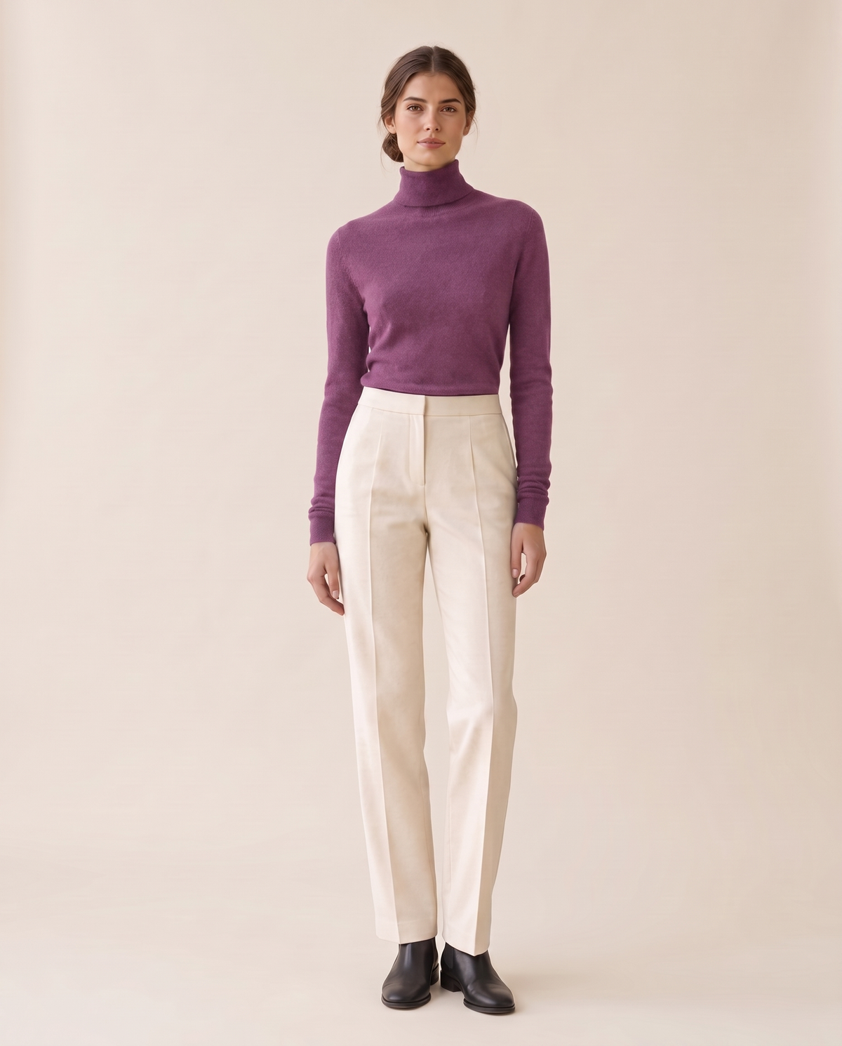 Marylebone Slim-Fit Brushed Knit Turtleneck Sweater — Purple