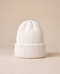 ONORA Somerset Warm Cotton Beanie with Ear Coverage — front view, White