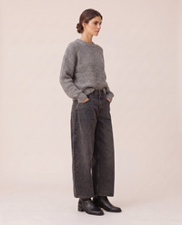 Kristin Baggy Jeans in black wash, three-quarter view