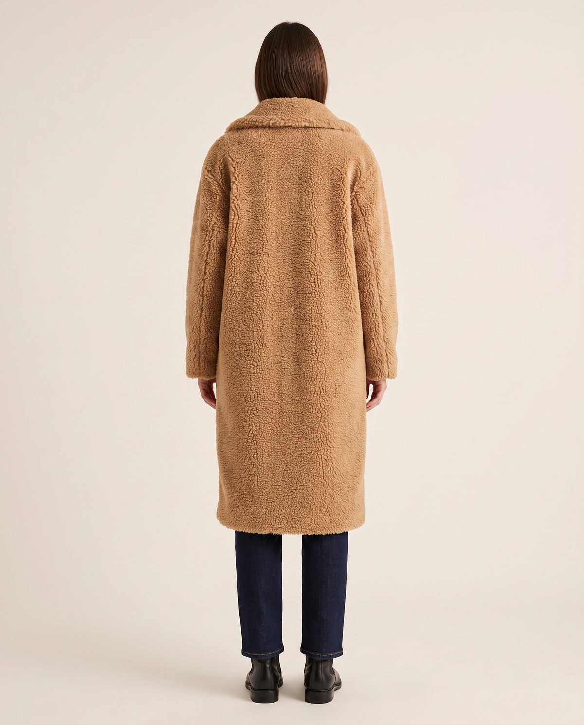 Long Teddy Coat for Women — studio back