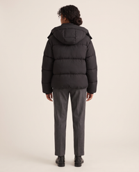 Oversized Hooded Puffer Jacket for Women — studio back