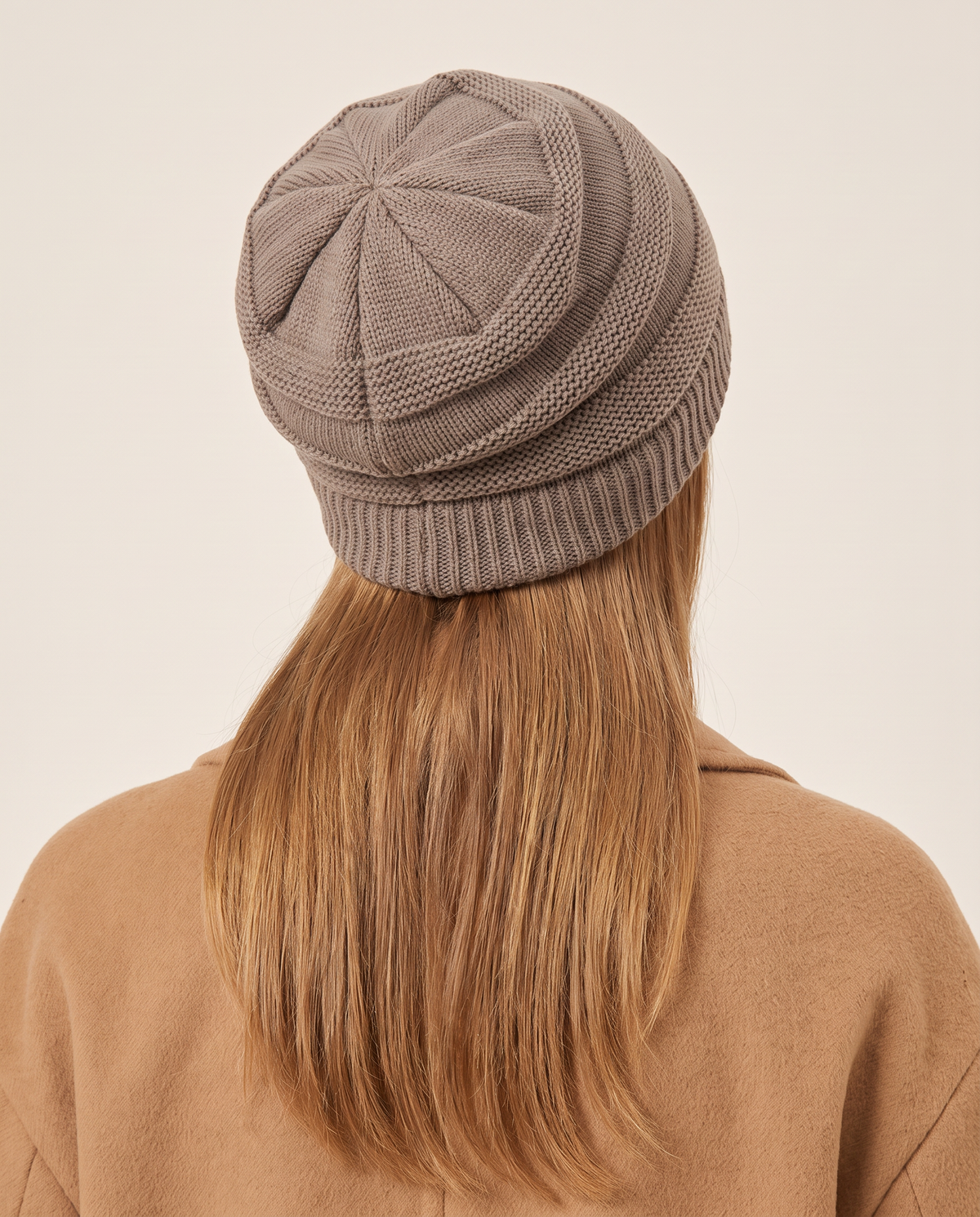 Fleece-Lined Knit Beanie for Women — studio back