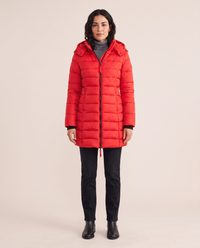 Hooded Down Puffer Jacket for Women — red, studio front