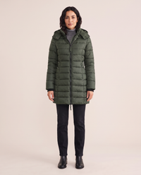 Hooded Down Puffer Jacket for Women — green, studio front