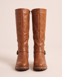 Knee-High Riding Boots with Buckle Strap for Women — pair, studio