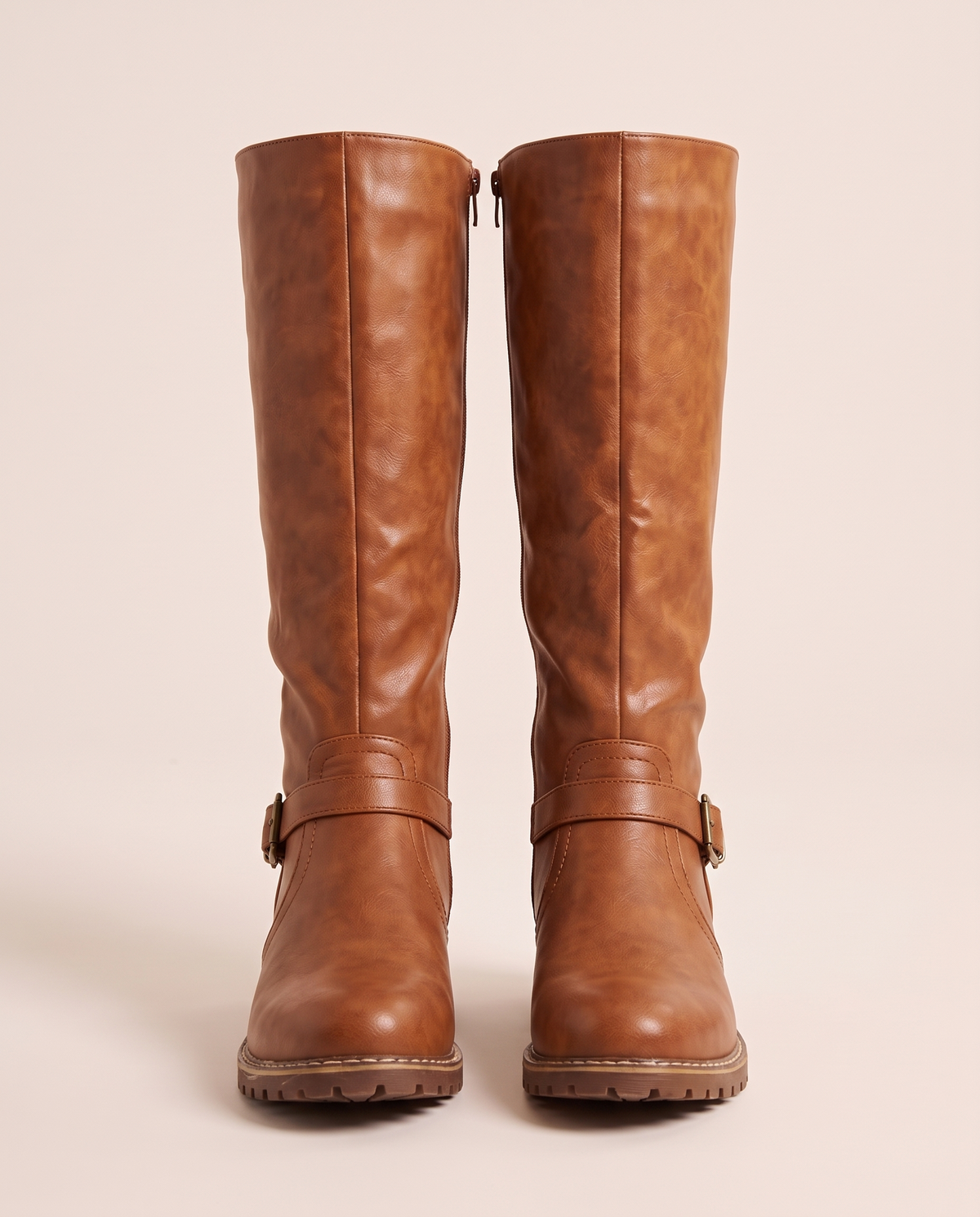 Knee-High Riding Boots with Buckle Strap for Women — pair, studio