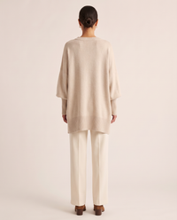 Women's Oversized Crew Neck Knit Sweater — studio back