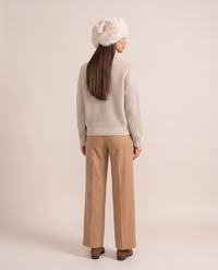 Ivory Faux Fur Hat with Wide Rolled Brim — studio back