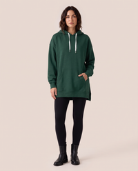 Oversized Hoodie Dress — green, studio front