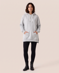 Oversized Hoodie Dress — gray, studio front