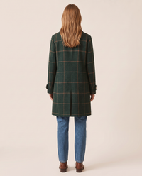 Women's Plaid Wool Blend Coat, Check Overcoat — studio back