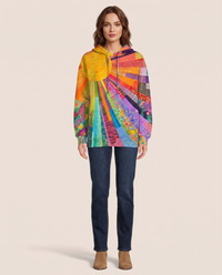 Women's Patchwork Hoodie — studio front