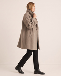 Women's Oversized Wool-Look Cocoon Coat — side profile, collar up