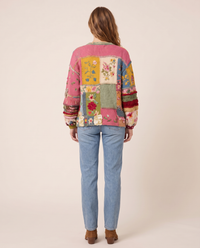 Floral Embroidered Patchwork Cardigan — studio back