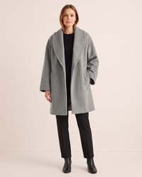 Women's Oversized Wool-Look Cocoon Coat — gray, studio front