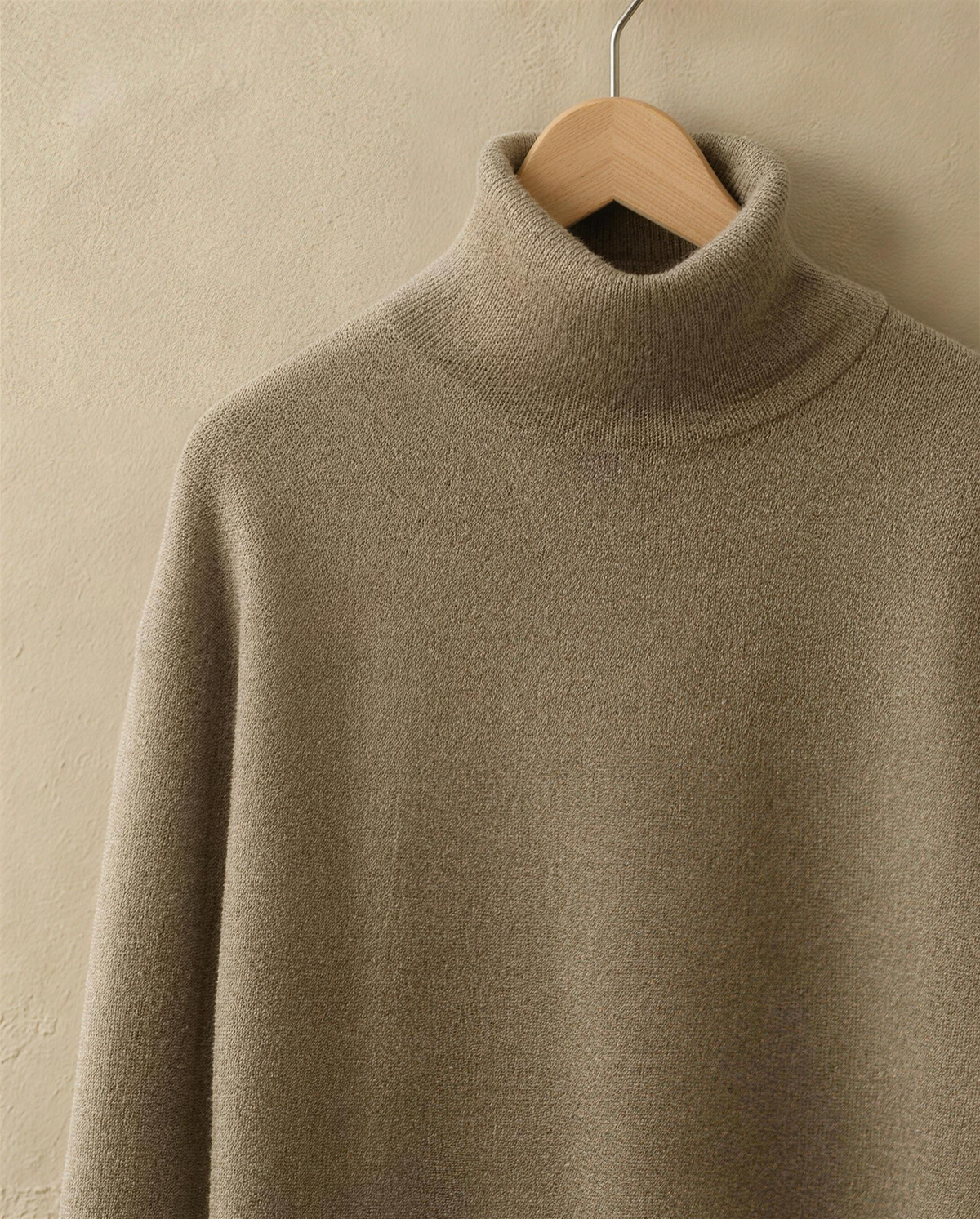 Erice Relaxed Loose-Fit Fine Knit Turtleneck Sweater — turtleneck and knit detail