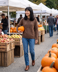 Marzamemi Cozy Hooded Cable Knit Pullover Sweater — at a Hudson Valley farmers market