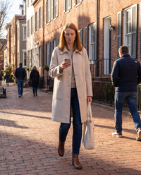 Polo Collar Coat with Pockets — walking home with groceries in Georgetown, DC