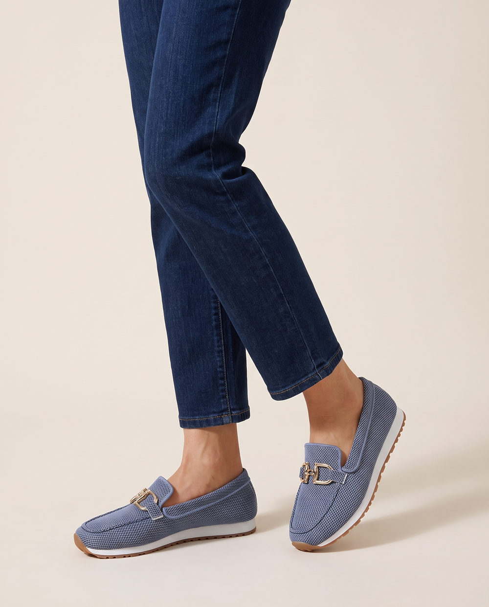 Comfortable Loafers for Women, Knit Slip-On — blue, studio front