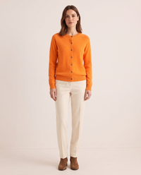 Merino Wool & Cashmere Cardigan — orange, studio front