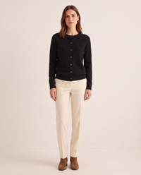 Merino Wool & Cashmere Cardigan — black, studio front