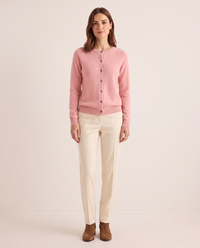 Merino Wool & Cashmere Cardigan — light pink, studio front