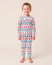 Family Christmas Pajamas, Reindeer & Tree Fair Isle — kids' set, studio front