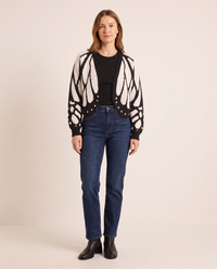 Women's Cropped Butterfly Wing Cardigan — white, studio front