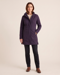 Women's Long Jacket with Detachable Hood — plum, studio front