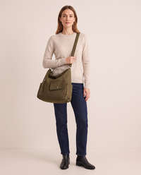 Women's Convertible Shoulder Bag, Crossbody Backpack Purse — olive brown, studio front