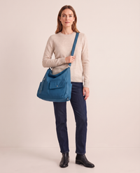 Women's Convertible Shoulder Bag, Crossbody Backpack Purse — blue, studio front