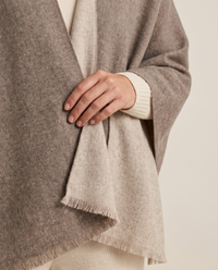 Women's Oversized Cashmere Wrap Scarf, close-up of the double-face cashmere weave and fringe