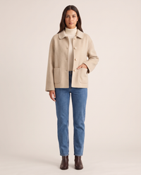 Women's Cropped Cashmere Coat in beige — studio front