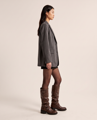 Slouch moto boots for women, side view