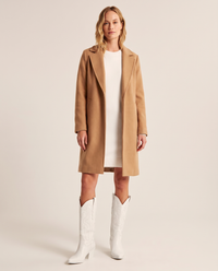 ONORA white pointed toe western boots with block heel for women - white front view