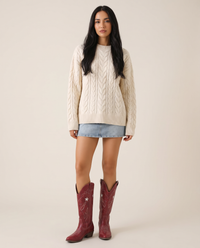 ONORA red star embroidered cowboy boots for women - front view