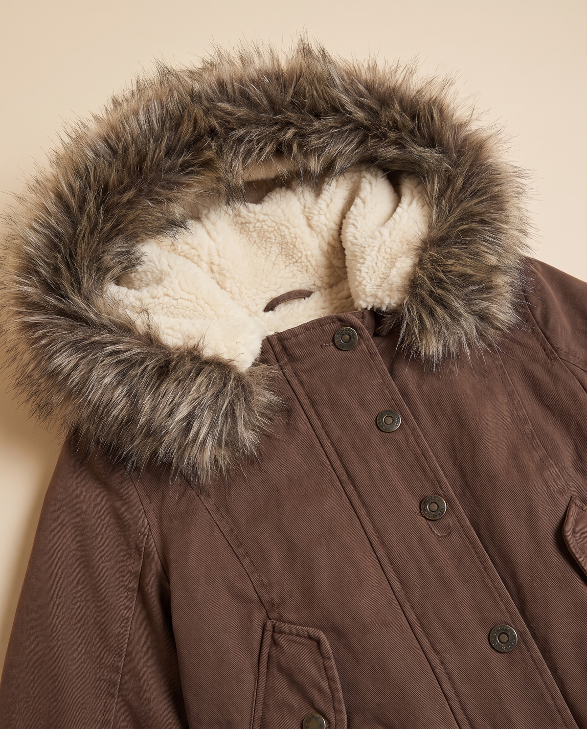 ONORA cropped bomber jacket with faux fur hood for women - faux fur hood detail