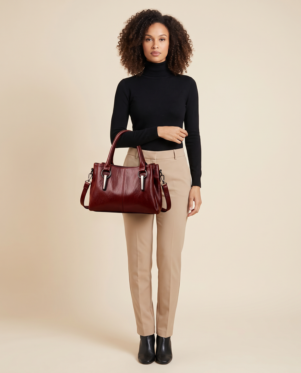 ONORA vegan leather satchel handbag - front