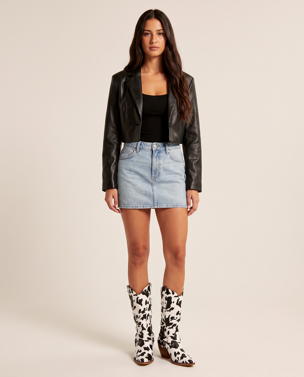 ONORA cow print cowboy boots - front