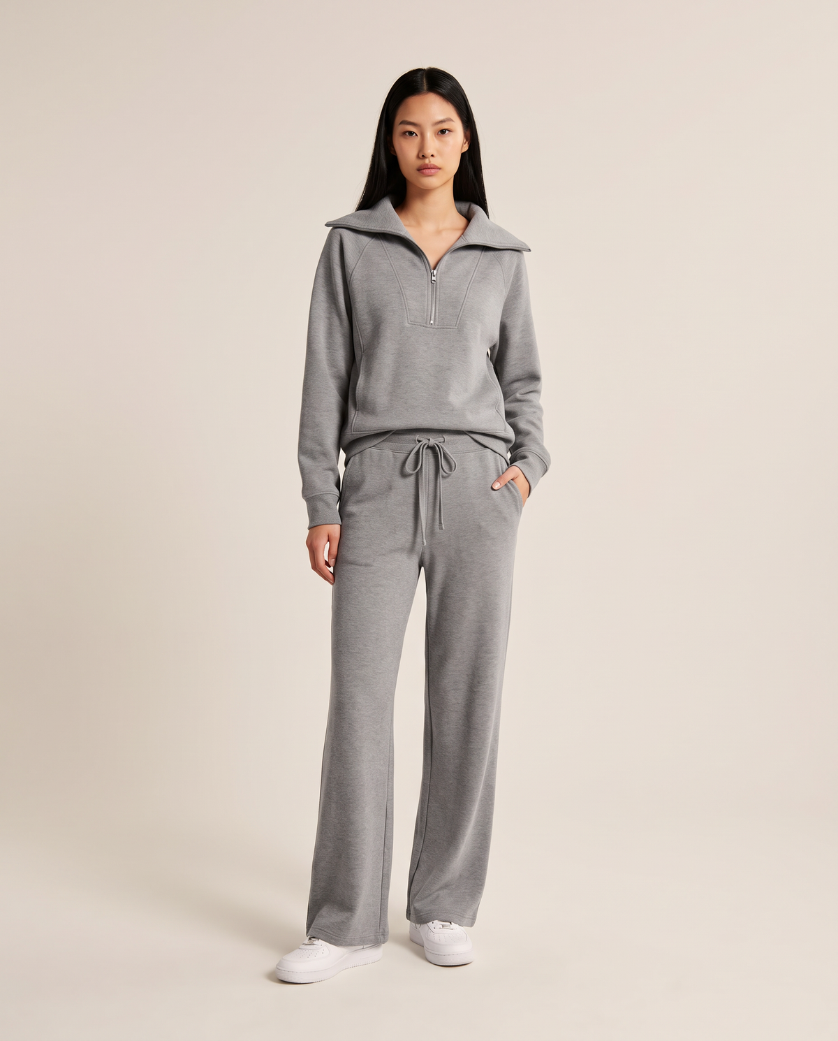 ONORA half-zip lounge set - front view, gray