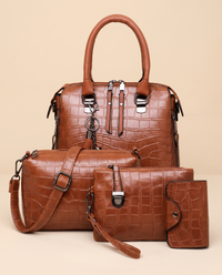 ONORA croc embossed tote bag set - detail