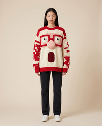 ONORA Santa Claus Christmas sweater - Surprised Santa Cream front
