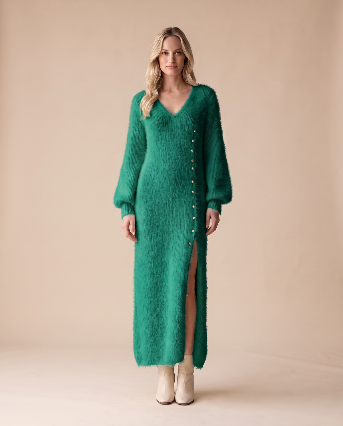 ONORA fluffy maxi lounge dress - green